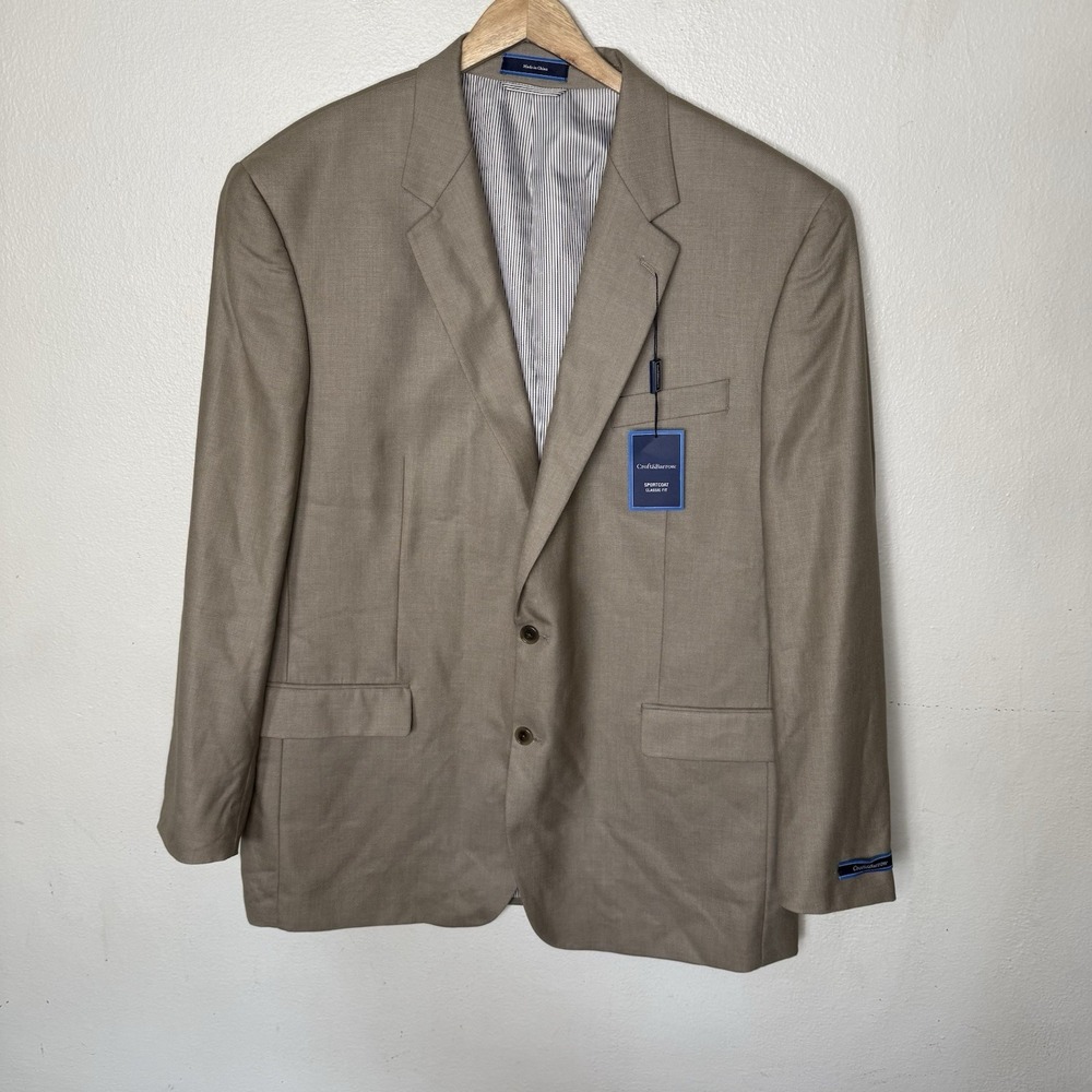 New Croft And Barrow Tan Classic Fit Sportcoat Sport Coat Men's 46L